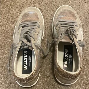 Golden Goose Ballstar Sneakers - Glitter Beige and Silver